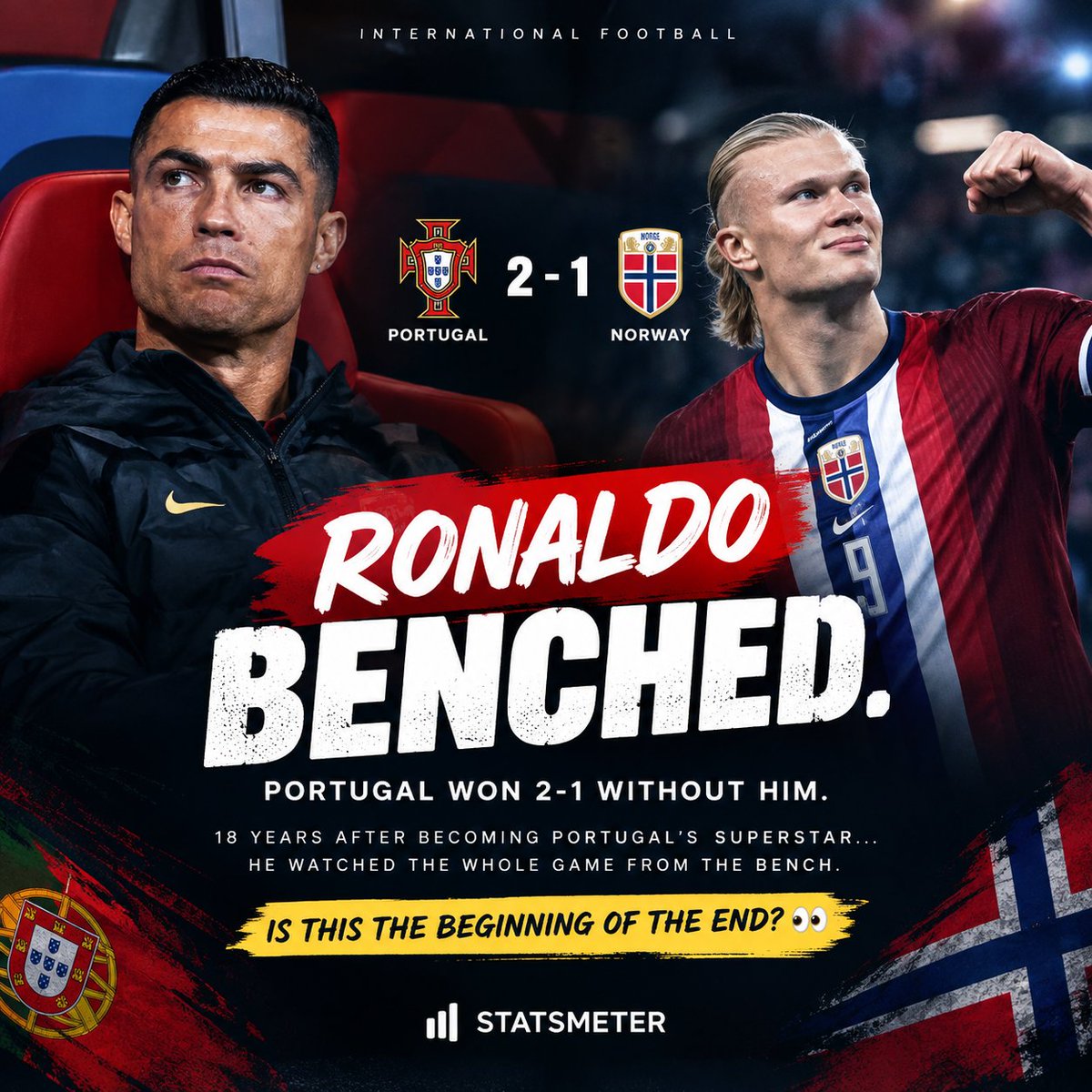 stats_meter's tweet photo. Cristiano Ronaldo is no longer Portugal’s automatic starter.
And honestly… that shouldn’t even be controversial anymore. 👀🇵🇹 https://t.co/DXI6SKXZoe