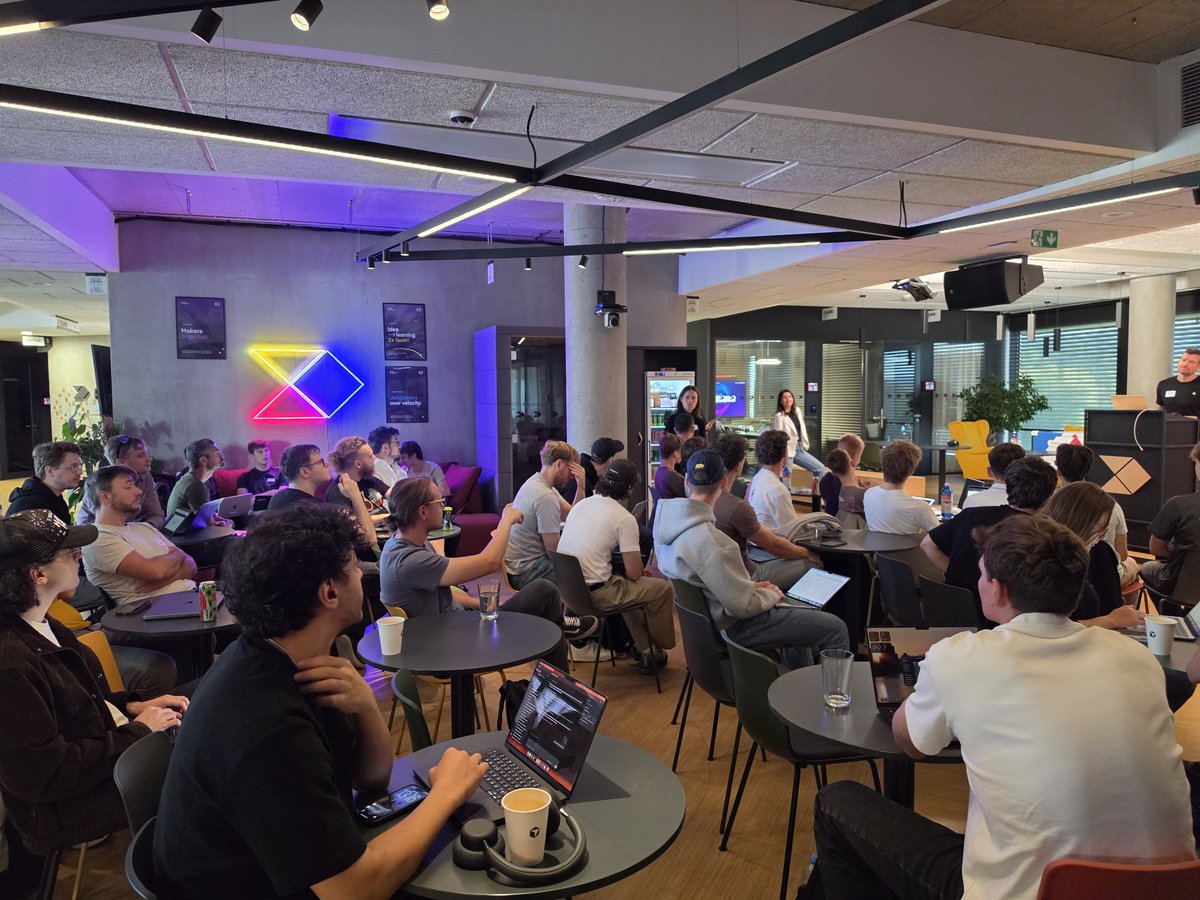BusyXin's tweet photo. @cursor_ai Hackathon in Prague, full-house, about 60 participants hacking in the amazing @productboard  offices ✨️ https://t.co/NRlEqU0lYl