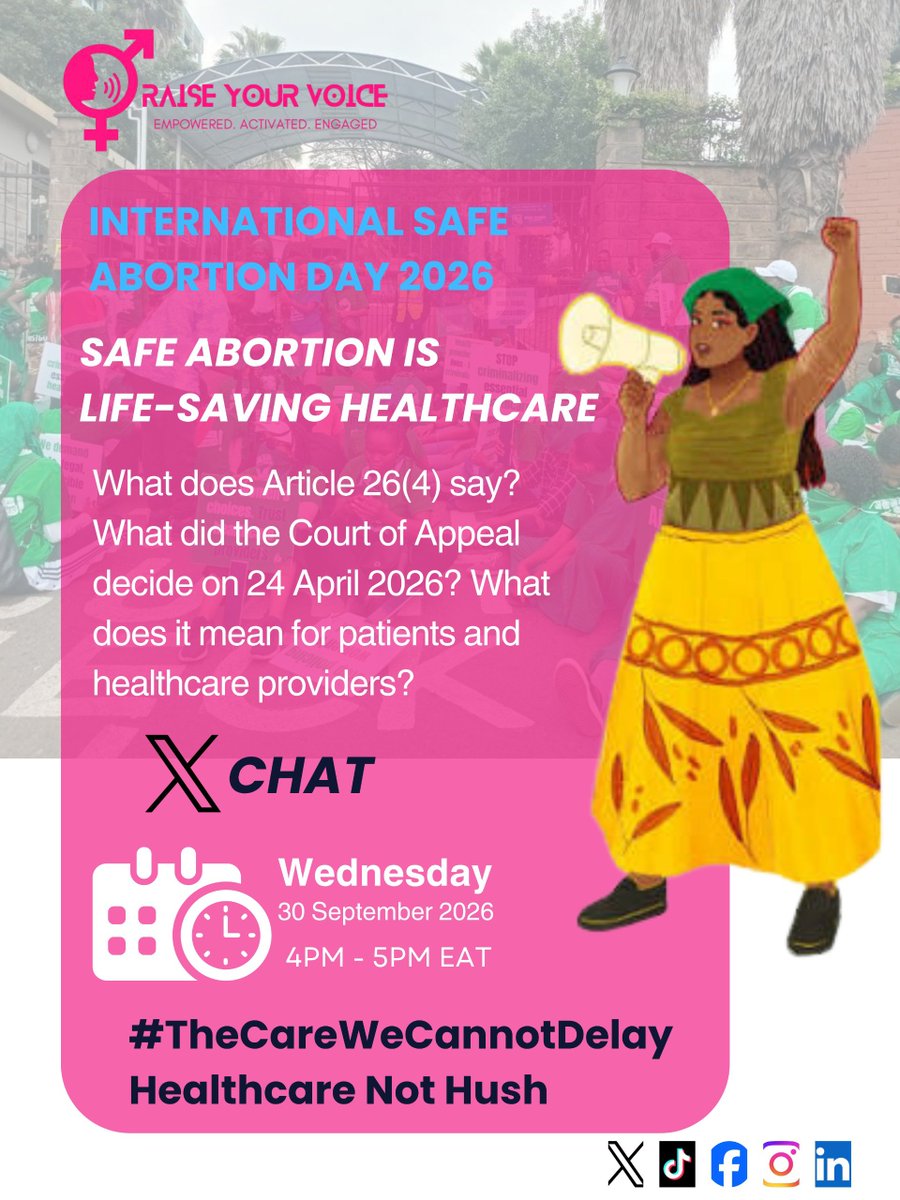 black_bird_KE's tweet photo. @RaiseYourV_oice Safe abortion is life saving healthcare. When abortion is needed, access to timely, quality care matters. #TheCareWeCannotDelay
Healthcare Not Hush. @RaiseYourV_oice https://t.co/DhGL3sbpm5