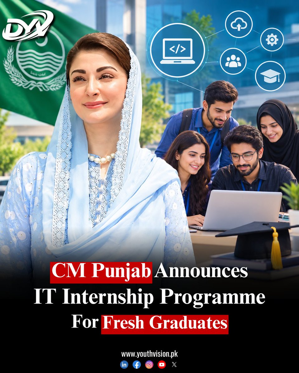 youthvisionnews's tweet photo. Daily Youth Vision : (From Affan Gohar) CMITIP registrations opening soon for fresh IT graduates in Punjab.
@PunjabITBoard_ @MaryamNSharif @GovtofPunjabPK
#CMITIP #PITB #YouthVisionnews #WorkForPunjab #DigitalPunjab #ITIndustry #Hiring #YouthEmpowerment #GovernmentOfPunjab https://t.co/p9flZza4or