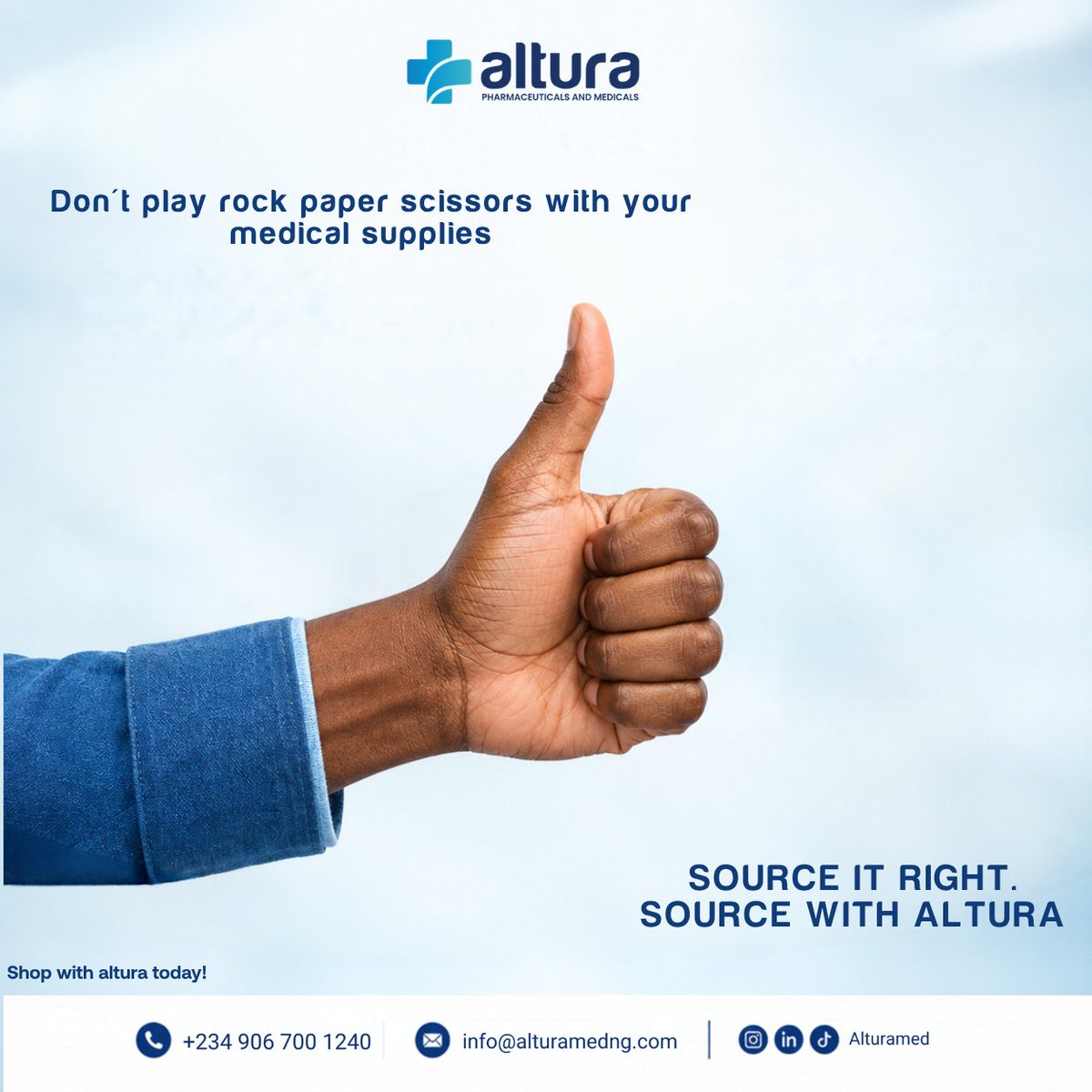 Alturamed's tweet photo. When it comes to healthcare, trial and error isn’t the move

Not every online recommendation is reliable, and not every supplier is the right fit for what you need

Whether you’re buying for yourself, or wn organization 

📩 Tell us what you need and let’s get your order started https://t.co/ITDOUSoqTw