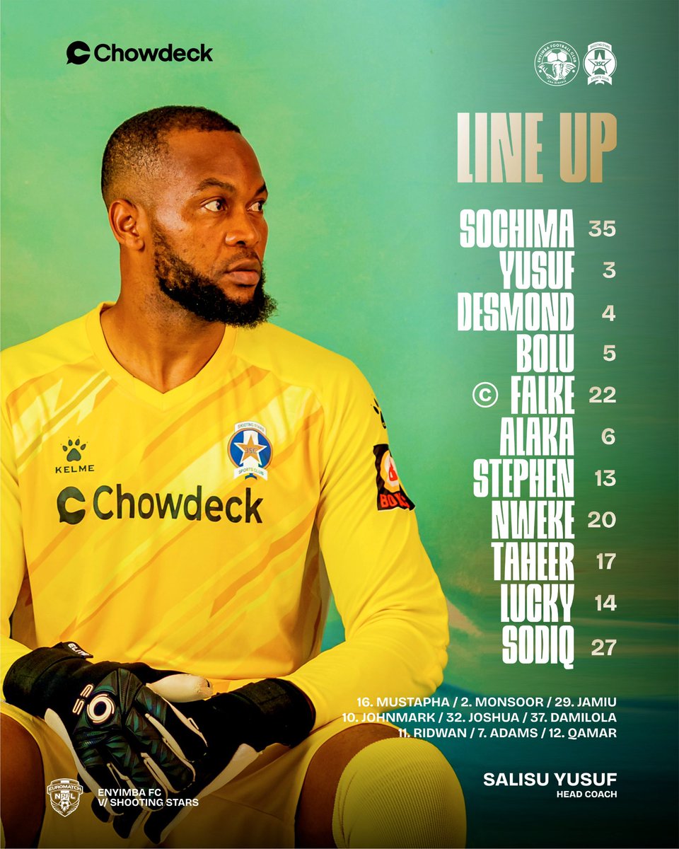 ShootingSc's tweet photo. STARTING XI 🔵

Here’s how the Oluyole Warriors line up against Enyimba FC.

#3SC | #UpShooting | #ENYSHO https://t.co/tjfO7kVHd1