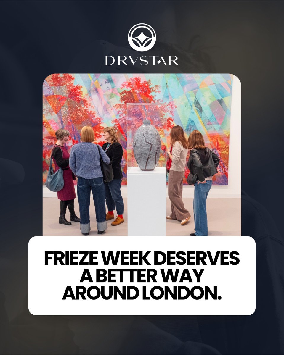 DrvstarExec's tweet photo. Frieze London and Frieze Masters return to The Regent’s Park from 14 to 18 October.

Arrange your Frieze Week travel:
https://t.co/AUMoPox9fB

Location:
The Regent’s Park, London
.
#DRVSTAR #FriezeLondon #FriezeMasters #FriezeWeek #LondonArt #LuxuryTravel #LondonChauffeur https://t.co/TWJGdQWrN2