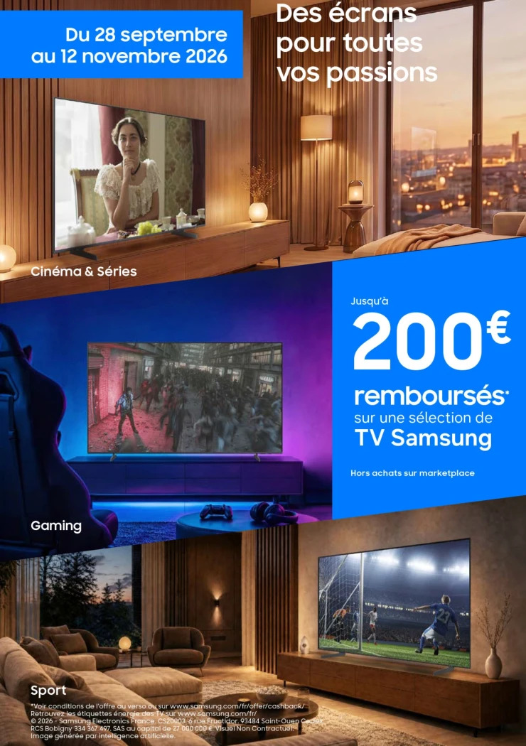 Avcesar's tweet photo. Offre de remboursement TV Samsung Neo QLED et Mini LED, jusqu'à 200 € remboursés #bonsplans #odr #soldes #promo #samsungtq43qn72h @SamsungFR @SamsungNewsroom @SamsungTV dlvr.it/TVjZzX https://t.co/pXTNNp8f7w