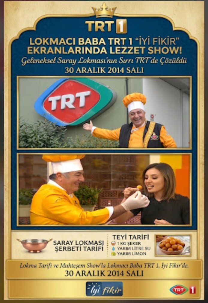 lokma_baba_1954's tweet photo. Lokma Tarifi Ve Muhteşem Show'la
Lokmacı Baba TRT1, İyi Fikir'de & trt okul da
DÜNYANIN EN ÜNLÜ TÜRK LOKMACISI
Lokmacı Baba 0535.730.41.51
#trtiyifikirlokma #trtokul #lokmacıbaba #niyazidumlu #istanbulvalisi #lokmatarifi #lokmacı #lokmashow #lokma #loukoumades https://t.co/zH70SJ70rT