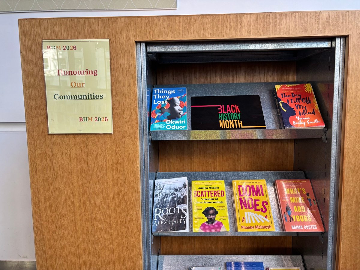 BhamLibReader's tweet photo. October is Black History Month. The theme for the year, 2026 is ‘Honouring Our Communities.’ Visit our display on the Upper Lending Terrace via the entrance foyer.

@LibraryofBham #BlackHistoryMonth https://t.co/YXrLd5fRvC