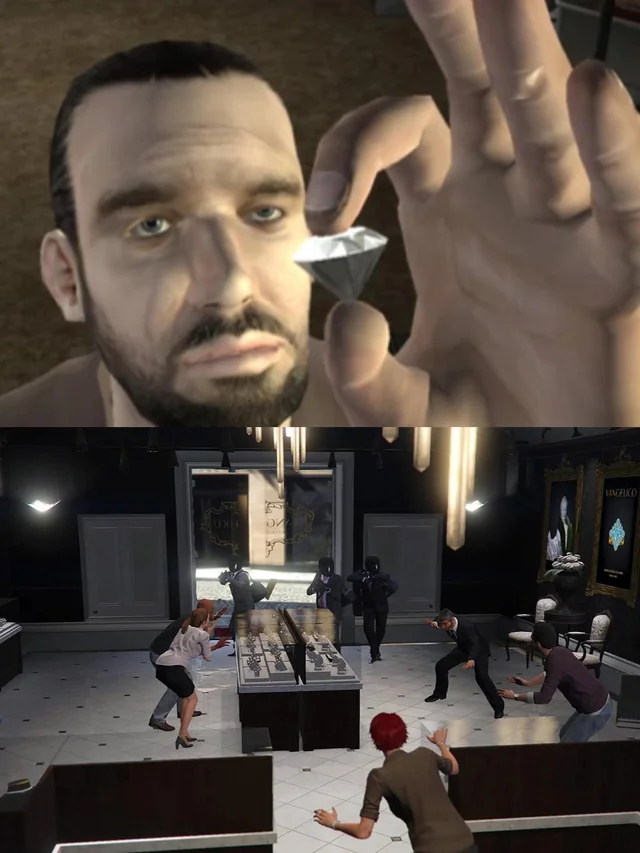 Urban_GTA_6's tweet photo. It’s funny how one of GTA 4’s biggest plot points revolves around $2 million worth of diamonds, while GTA 5’s first heist is for $6 million in jewelry. 😭 https://t.co/Y15uz32eNl