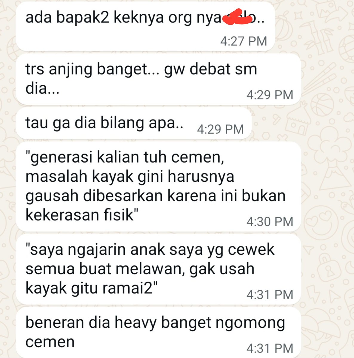 nugget_andfries's tweet photo. aksi tadi di teknik dan gue dpt laporan kek gini :/

STOP NORMALISASI JOKES SEXIST DI TONGKRONGAN YA BAPAK

mau itu verbal atau tidak, yg namanya kekerasan seksual TETAP KEKERASAN SEKSUAL

kalau dari KBGO aja "ACUH" = kampus tidak bisa memberikan ruang aman bagi perempuan https://t.co/pSgfWVKj7M