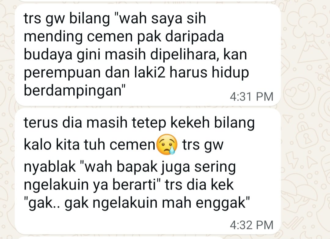 nugget_andfries's tweet photo. aksi tadi di teknik dan gue dpt laporan kek gini :/

STOP NORMALISASI JOKES SEXIST DI TONGKRONGAN YA BAPAK

mau itu verbal atau tidak, yg namanya kekerasan seksual TETAP KEKERASAN SEKSUAL

kalau dari KBGO aja "ACUH" = kampus tidak bisa memberikan ruang aman bagi perempuan https://t.co/pSgfWVKj7M