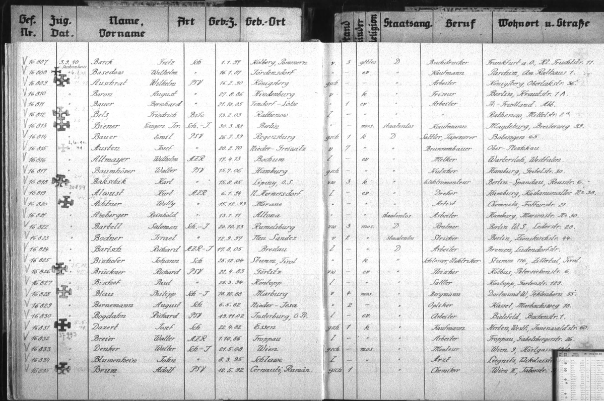 signalb4silence's tweet photo. It was a Holocaust alright, but not of Jews, of humanity! 

Nazis kept extremely detailed records of every single person in camps and how each person died. 

One can go through from 1933-1945 and count how many Jews were in each camp. Page after page shows mainly Christians, including camps that per propaganda were Jewish hot spots. 

Here I have just random 3 pages from 1940s Dachau camp, and it shows 7 Jews out of all those people.
I've gone through each year and each month extensively over the past few years. 

1938 November is supposed to be where 10k Jews came in (documents for that month happen to be washed off and hard to read), then they were released after they showed a plan to migrate out of Germany. That alone is enough evidence that they weren't systematically killed. They all got released and migrated, many of them to US, including Klaus Schwabs biological mother, whom I found in the boat records (random side note).