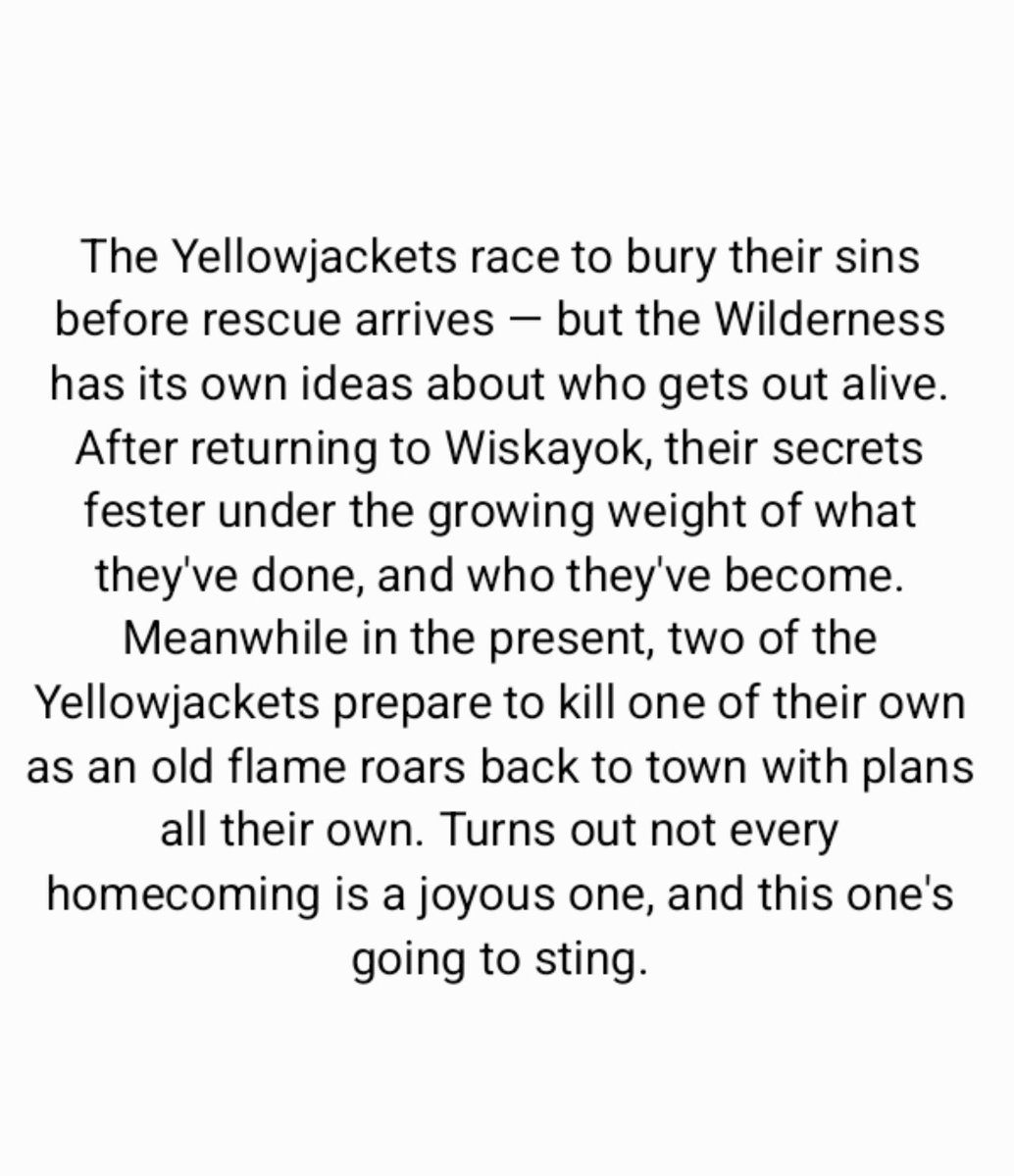 buzz_newzz's tweet photo. New poster and description for Season 4:

“The Yellowjackets race to bury their sins before rescue arrives — but the Wilderness has its own ideas about who gets out alive. After returning to Wiskayok, their secrets fester under the growing weight of what they've done, and ...” https://t.co/nWRGWsCq8p