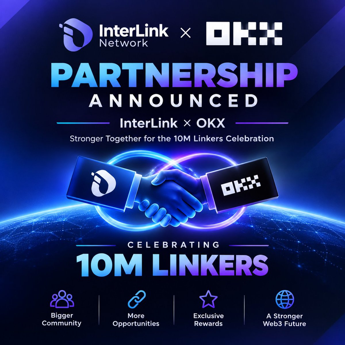 kanugula1984's tweet photo. InterLink × OKX Partnership — Announced partnership connected to the 10M Linkers celebration.#InterLink #ITLG #ITL #InterLink https://t.co/NFipW4USRI