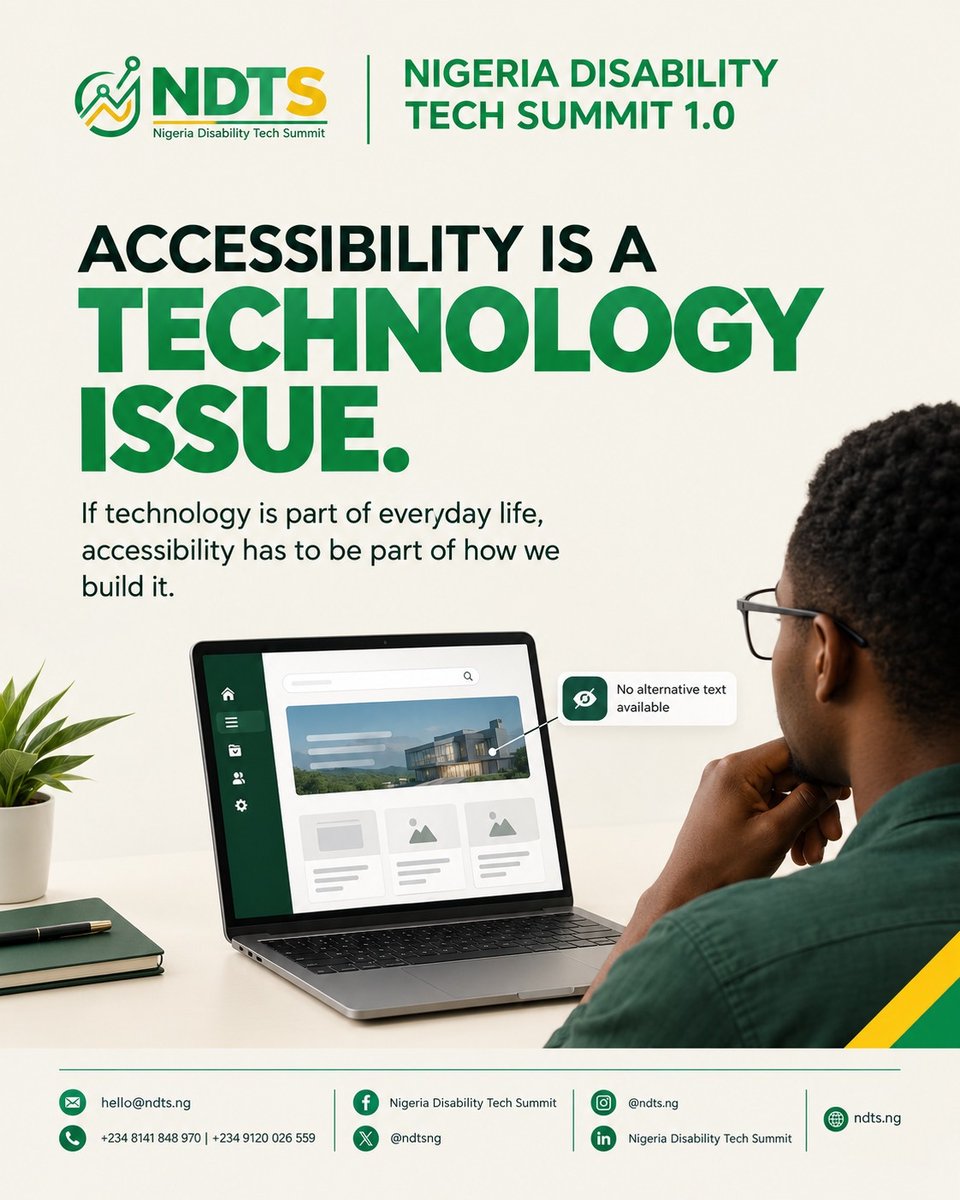 ndtsng's tweet photo. Exclusion doesn’t always begin with a closed door.

Accessibility must start with design that includes persons with disabilities from the beginning.

That’s the conversation NDTS 2026 is bringing forward.

#NDTS2026 #InclusiveTechnology https://t.co/kEdpErX9L6