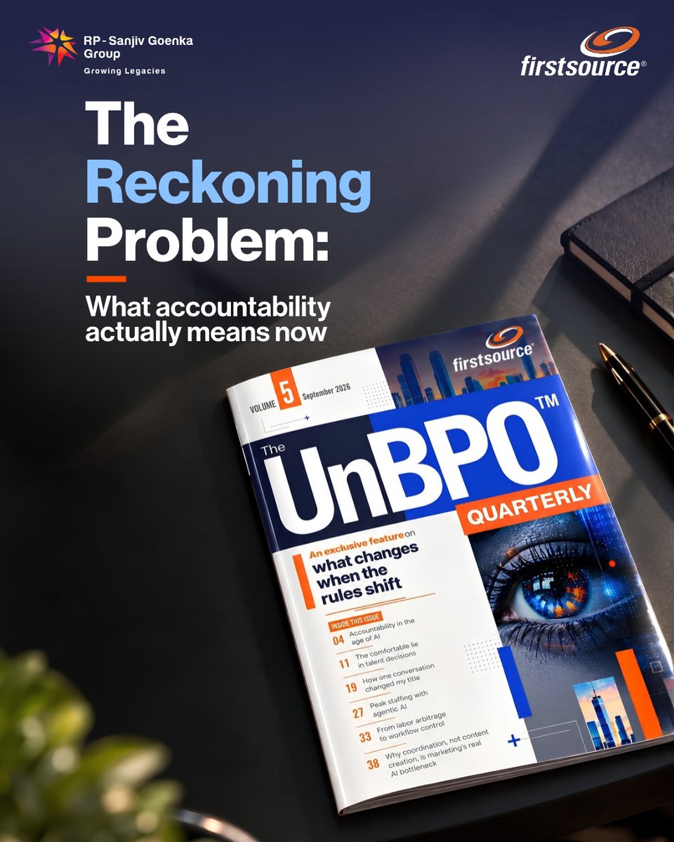 firstsource's tweet photo. Everyone in this industry says "accountable." Almost no one means: I will answer for this, even when the dashboard says I don't have to.
Volume 5 follows that gap into where the shift is already showing up: who we hire, what we promise, how we scale.
Read https://t.co/UvdR74oHrb https://t.co/TdUHTqXLAI