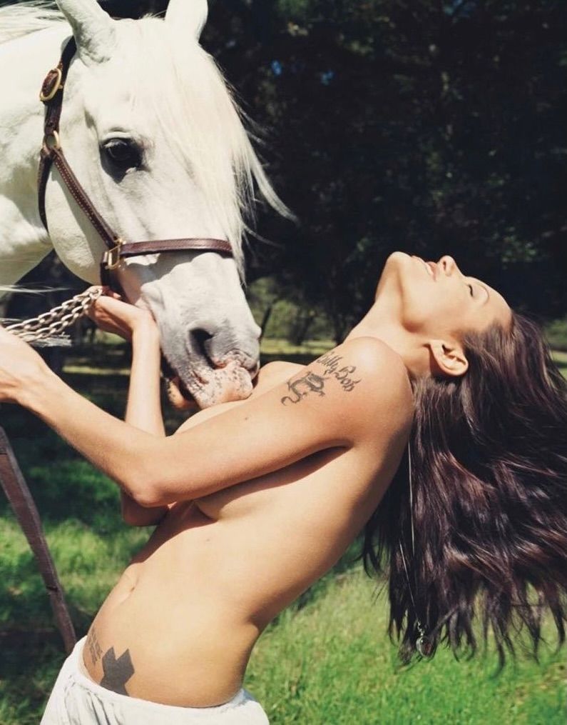 rogue's tweet photo. Angelina Jolie during her famous "Horseplay" photoshoot by David LaChapelle https://t.co/8AsmWJiCWt