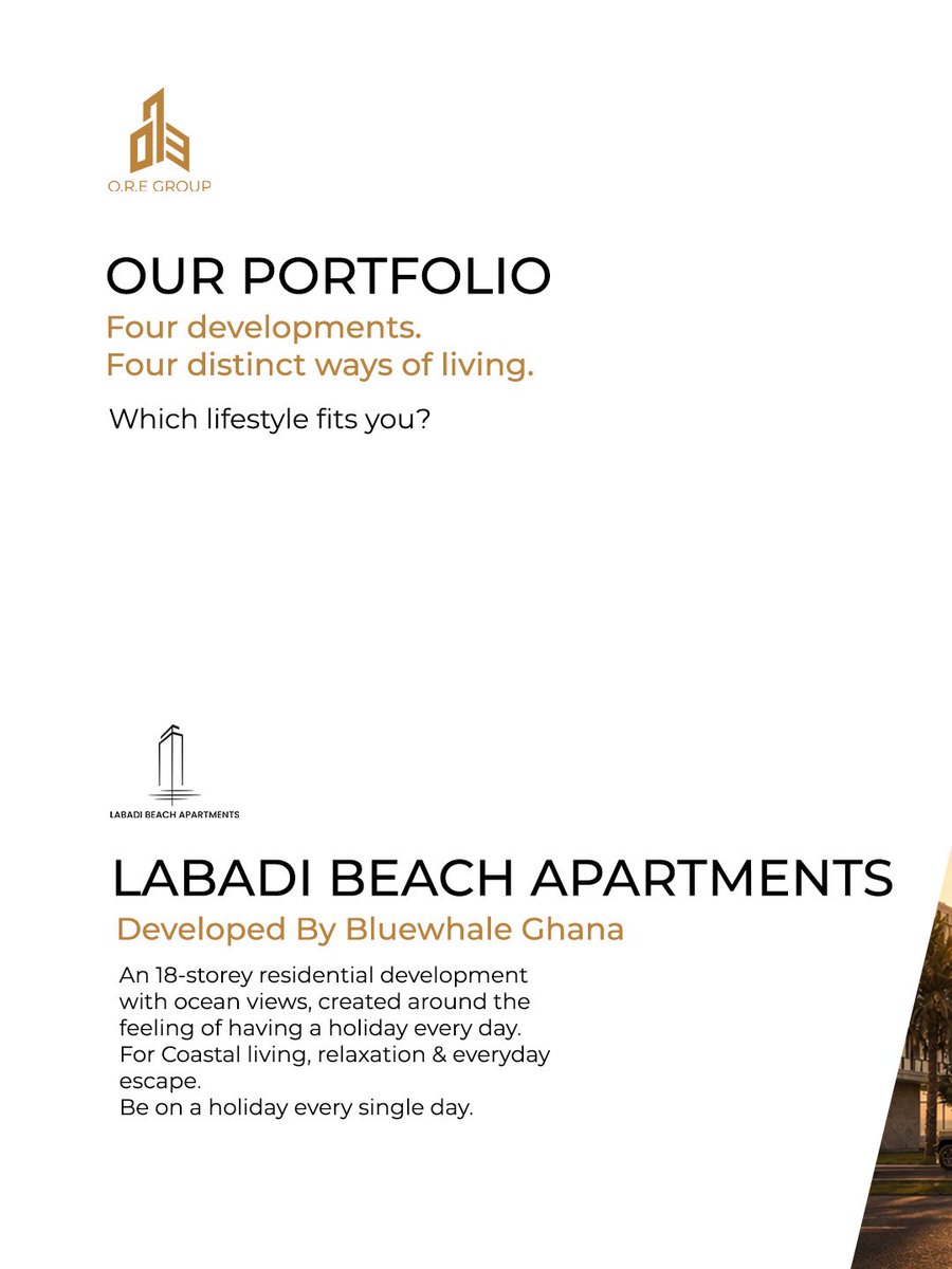 orientalroyal's tweet photo. From the heart of Labone to the shores of Labadi, the growing community of North Legon and the peaceful setting of Ayimensah, our portfolio brings together four distinct developments shaped by different locations, lifestyles and ways of living. https://t.co/YFoZ2eOAf6