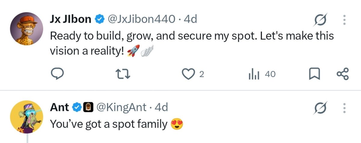 JxJibon440's tweet photo. I’ve watched a lot of mints come and go.
Most of them want your money first.

AntHood felt different.

@KingAnt built a room before a collection.
1,111 animated PFPs.
Free mint.
Presence only.

A few days ago he told me I had a spot.
Today I’m still in the room.🥰

That’s the part I respect.❣️