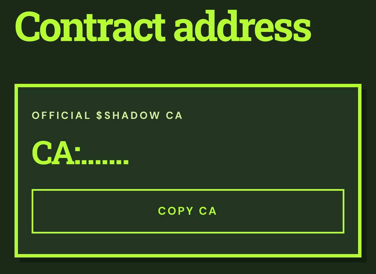 ShadowFriendlyD's tweet photo. Twist from official ca:  droping the contract in website first, then posting in socials 10-20mins.  

Early from $SHADOW easily print  

Dont forget to check always in website! 

3-5PM UTC LAUNCH

WEBSITE: https://t.co/fhswDfh2Uw

$SHADOW https://t.co/r6GhW62L2i