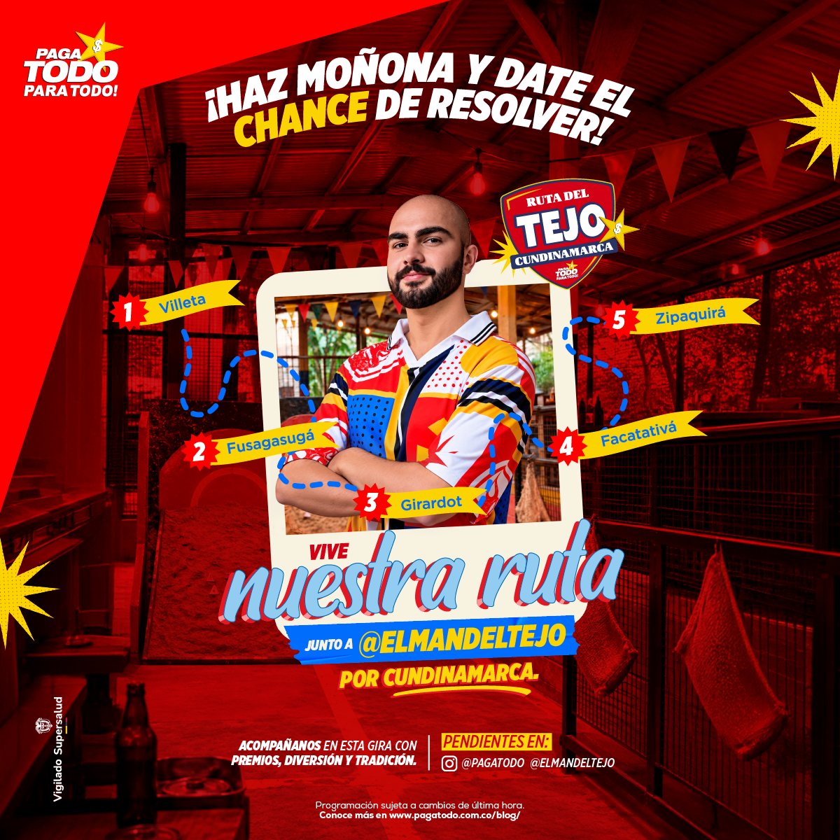 pagatodo's tweet photo. 🚨 ¡Atención Cundinamarca! 🚨

📍La Ruta del Tejo está en marcha y queremos que seas parte de esta experiencia. Tendremos actividades, premios y toda la pasión de este deporte que une tradición y diversión.

📲 Mantente pendiente de nuestras redes para no perderte ninguna parada. https://t.co/DS1DozMhJ8
