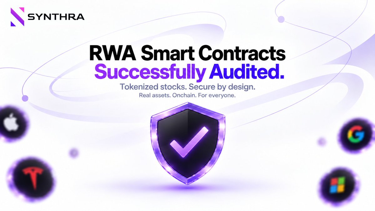 synthra_finance's tweet photo. Tokenized stocks are already live on Synthra.

The smart contracts powering Synthra’s RWA infrastructure have now completed their security audit.

The bridge is live, the infrastructure is operational, and the contracts behind it have undergone an independent security review.

Real-world assets. Onchain. Permissionless. Non-custodial.

Built. Live. Audited.

Full audit report:
https://t.co/ZdK2j27aO4