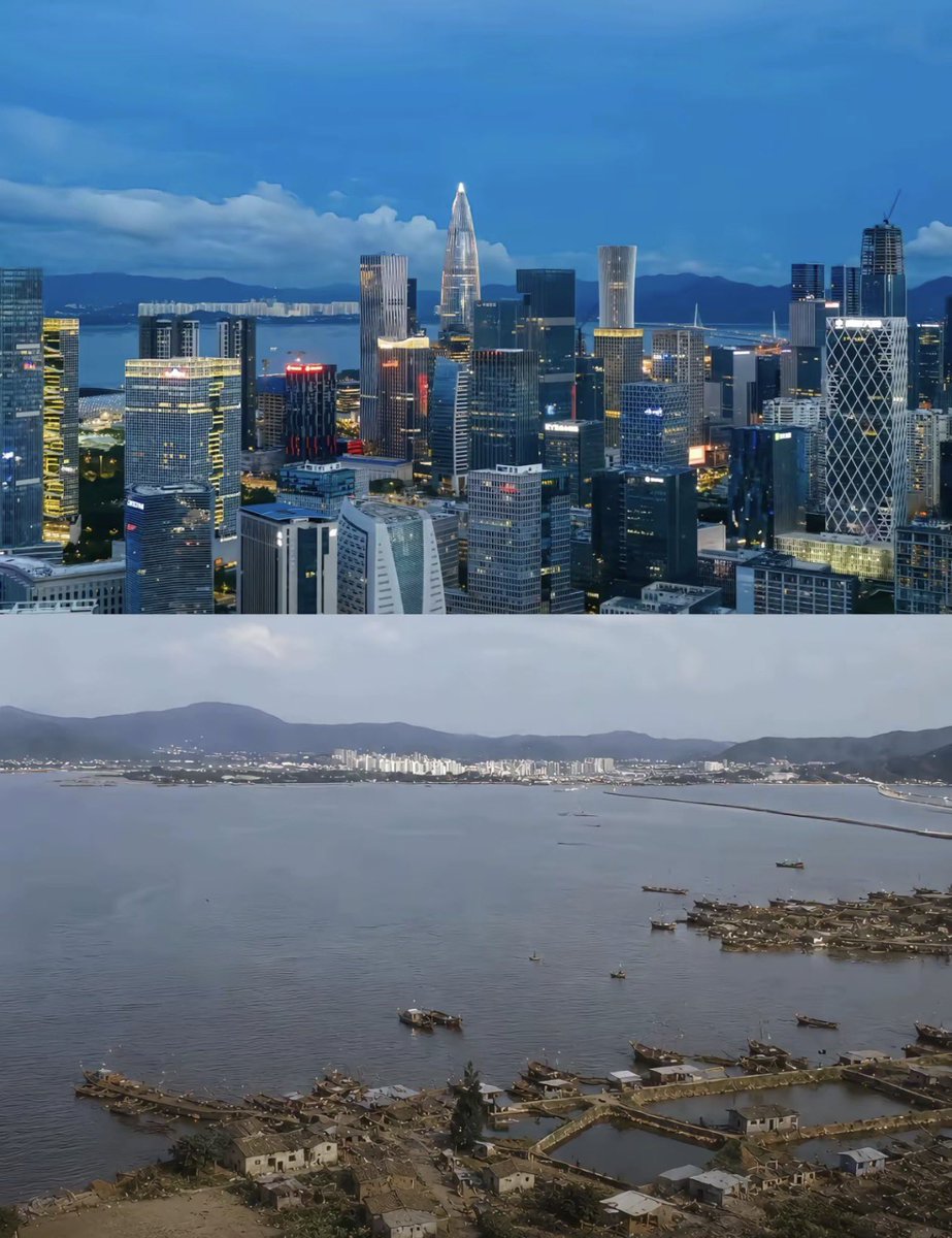 XH_Lee23's tweet photo. The birth of Shenzhen. Take a closer look, nothing much has changed on the opposite shore. https://t.co/zBggfknz6B