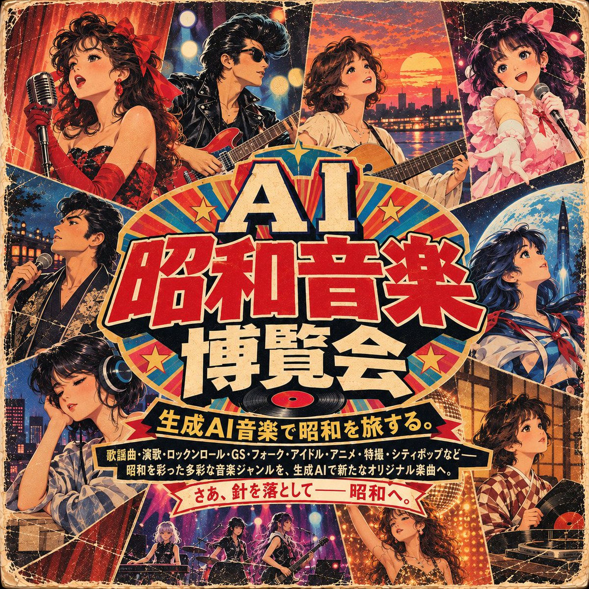 aiMusicpenpen's tweet photo. 生成AI音楽新企画
昭和音楽を作る企画です。

sunoリンクと
#AI昭和音楽博覧会
の引用でご参加下さい。

期限は10月7日(水)中です。

sunoリンクはプレイリストにまとめさせていただく予定です。

後日希望者は2曲まで参加できるYouTubeプレミアム公開予定があります。
こちらは別途アナウンスします https://t.co/wpzDTmcTrI