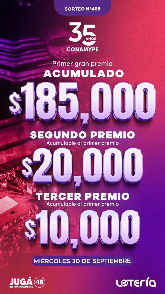 PaulDSteiner's tweet photo. Este día la @loteriasv nos honra con un sorteo en conmemoración de los #35años de @CONAMYPESV
Compra tu vigésimo este día porque la labor humanitaria de la lotería es una manera de compartir las bendiciones que Dios nos da con otros. El sorteo es hoy al mediodía #CompraYA! https://t.co/YJyplik3dz