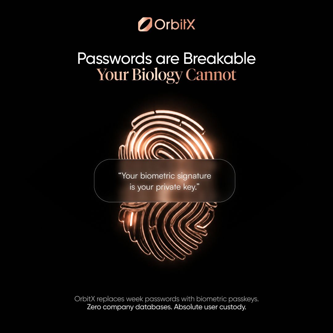 OrbitX_Pay's tweet photo. Your password: "Brooklyn2019!"

The hacker's tools:
 Dictionary attack: Tries common passwords. Gets it in 4 hours.
 Phishing email: You click a fake login page. They have your password.
 Data breach: Some website you used in 2015 leaked passwords. They try it on every service you use. It works.
Brute force: Tries every combination. Gets it eventually.

Your fingerprint:
The hacker's tools: None. Can't phish a fingerprint. Can't guess it. Can't breach a database that doesn't exist. Can't brute force biology.

Not because passwords used to be good security, but because we pretended they were because we didn't have anything better.

We see this every day. People using "Password123" to protect thousands of dollars because creating and remembering secure passwords is impossible.

At OrbitX, security is priority.
Your fingerprint or face unlock protects your wallet. Can't be guessed. Can't be stolen from a database breach. Can't be phished from a fake email. Just your biology protecting your money.

Visit https://t.co/62C0XEPOuL to learn more.
DM us for a demo.