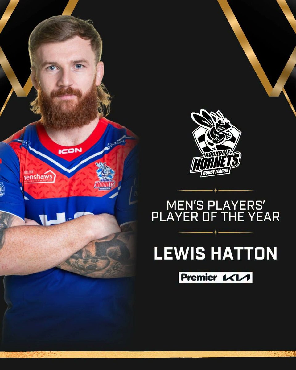 RochdaleHornets's tweet photo. Players' Player of the Year ✅
Supporters' Player of the Year ✅

Two awards for Hatto at our End of Season Presentation 👏 https://t.co/gkLoUd9BIn