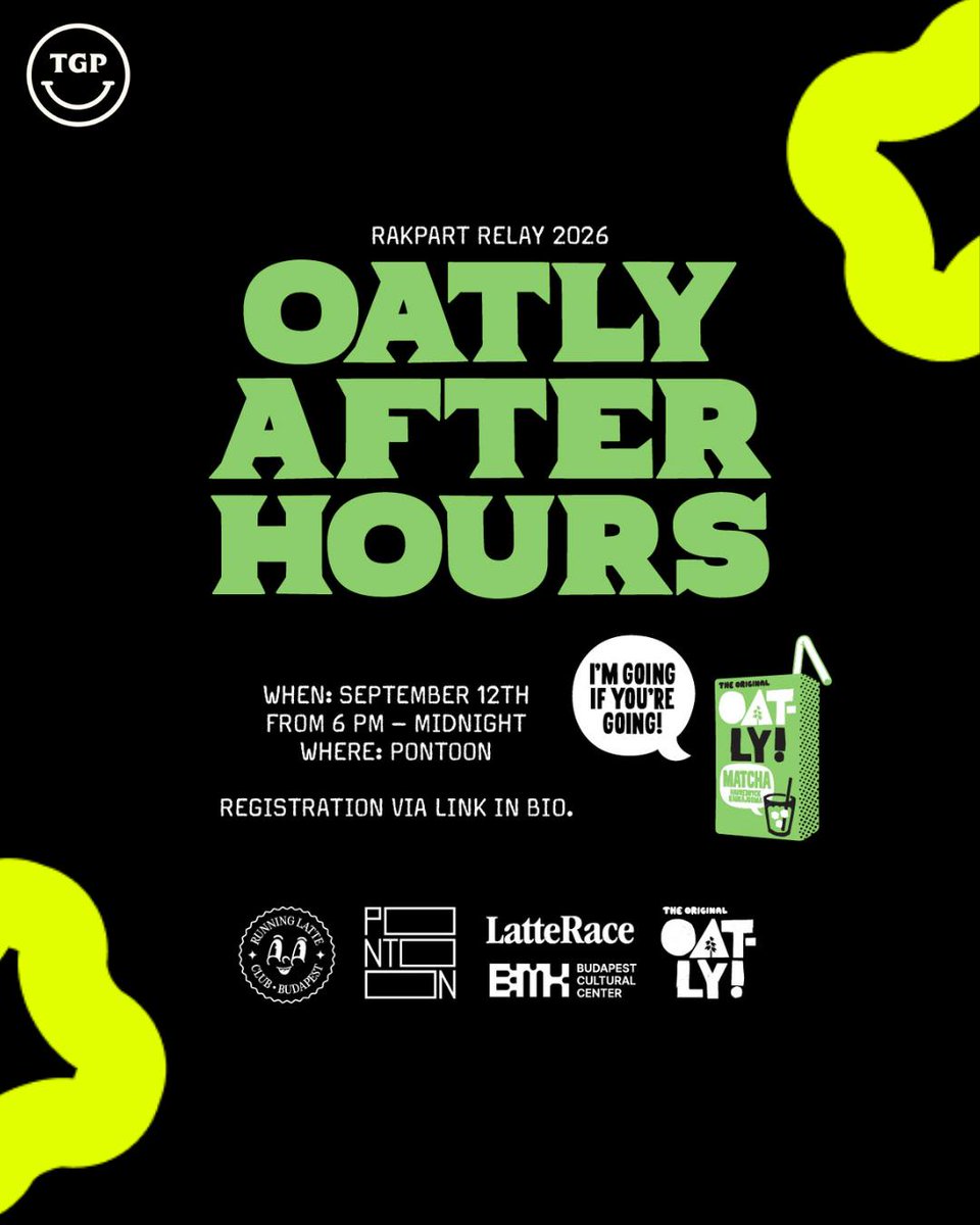 MarileeRivbeh's tweet photo. Oatly is here, and we’re already on the move. We’re excited to work with Oatly on communications in Hungary, starting with something very us: bringing people together IRL. First stop: Oatly × Running Latte Club After Hours Rakpart Relay—a https://t.co/IJuc1nZTKS