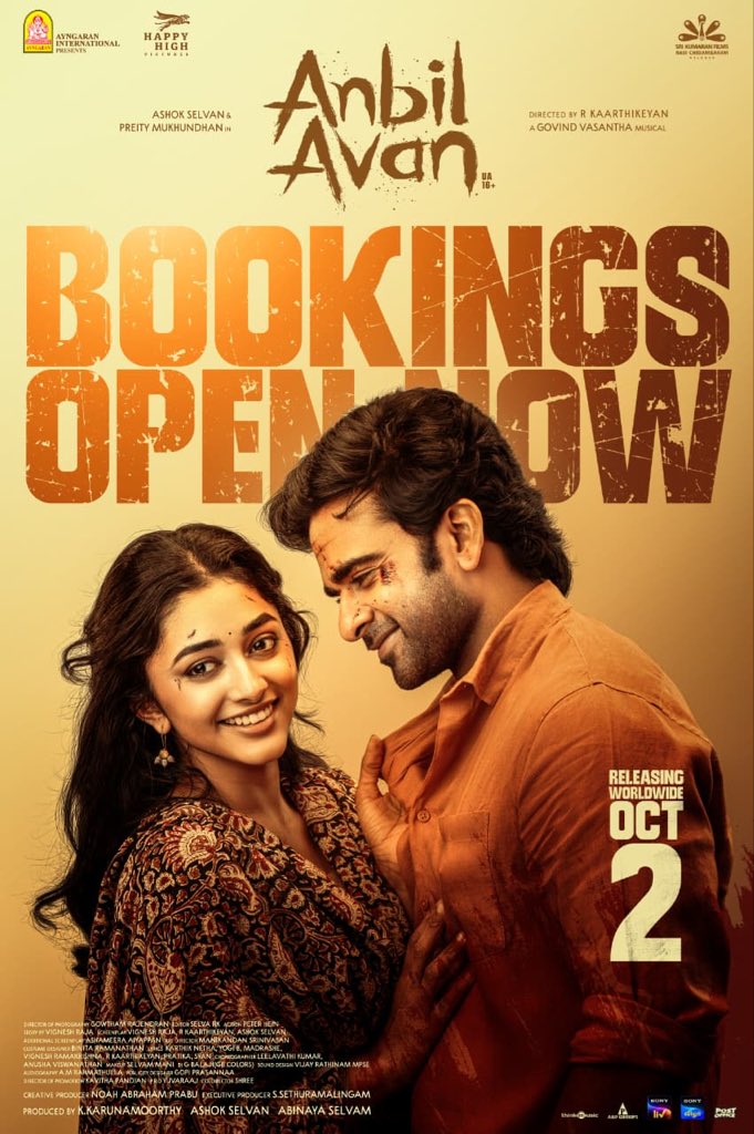 KollyBuzz's tweet photo. #AnbilAvan - BOOKINGS OPEN NOW, catch it on the big screens from October 2nd.

BMS 🎫 https://t.co/KmdxLoCOrN

District 🎟️ https://t.co/EwBXU5UnQJ https://t.co/zWtoHR2A1p