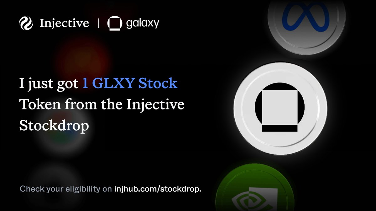 Dilann94's tweet photo. I just earned onchain $GLXY stock with @injective!

The $INJ BuyBack every month will reward loyal users with tokenized stocks from Nvidia to Meta and more.

Burn INJ. Earn stock tokens. Only on Injective 🥷

Check your eligibility on https://t.co/abUzSBYgyj. https://t.co/7v7Ayulvkz