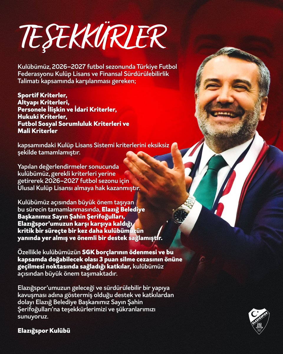elazigspororgtr's tweet photo. 📌 TEŞEKKÜRLER https://t.co/dL2kg3Xi1i