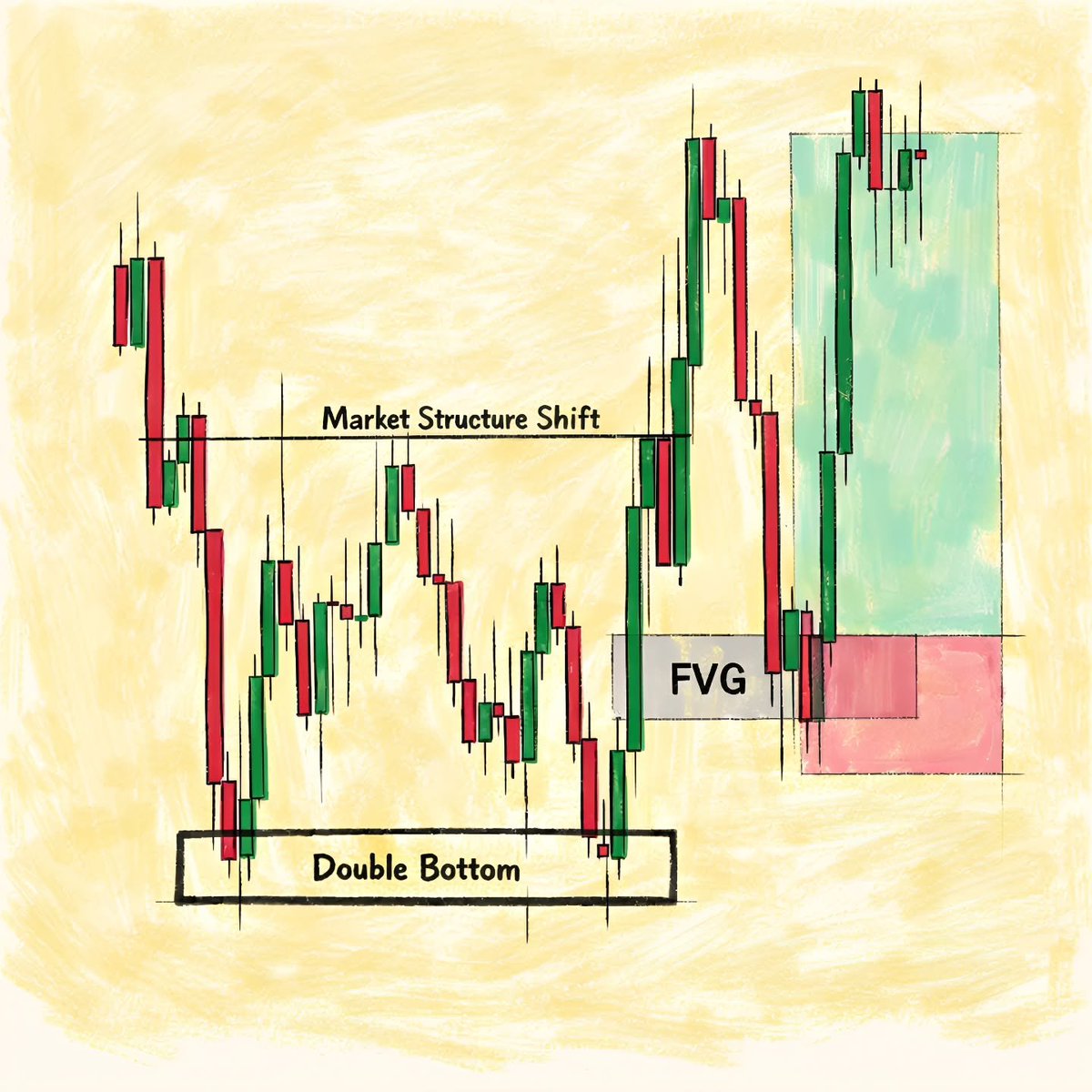 tradewkings's tweet photo. You notice how patient this move was? Price tapped that double bottom twice sweeping liquidity, then ripped and closed above that line for a clear market structure shift. It pulled back to fill the FVG, tapped your stop area and that's the entry.
https://t.co/RqAHFbGYSL https://t.co/nfXROeJins