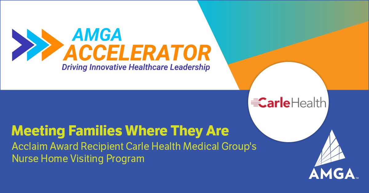 theAMGA's tweet photo. AMGA's 2026 Acclaim Award recipient, Carle Health Medical Group, designed the Nurse Home Visiting (NHV) program to transform the experience of care for expectant families by bringing trusted, evidence-based services directly into the home.

https://t.co/wfjOCW3T32 https://t.co/NavYoioa6v