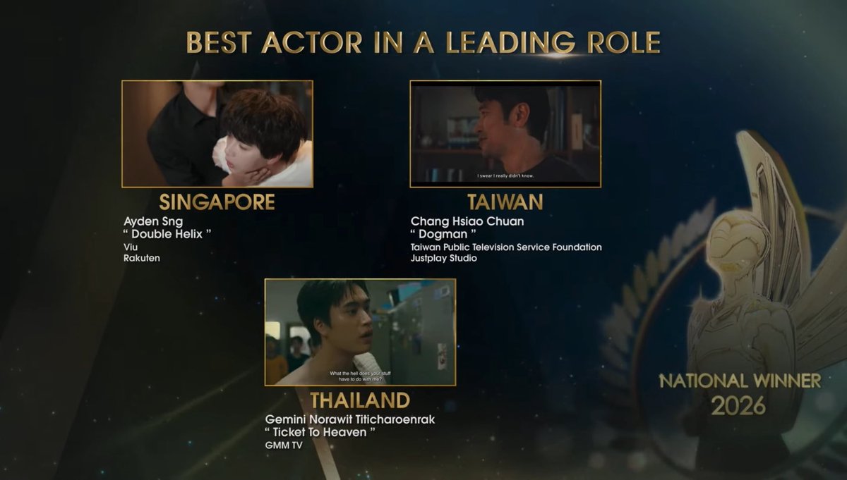 nongsiii's tweet photo. Congratulations @gemini_ti @tawattannn @backaof 😭😭😭😭👏🏻👏🏻👏🏻👏🏻👏🏻👏🏻

– FOURTH winning BL ACTOR OF THE YEAR (by FEEDxKhaosod)
– GEMINI winning BEST ACTOR IN A LEADING ROLE (by AACA) 
– BACKAOF winning BL-GL SERIES Director Of The Year (by FEEDxKhaosod)
– HEAVENLY winning Best Theme Song (by AACA) 

#TicketToHeaven
#GeminiFourth #เจมีไนน์โฟร์ท
#Gemini_NT #Fourthnattawat