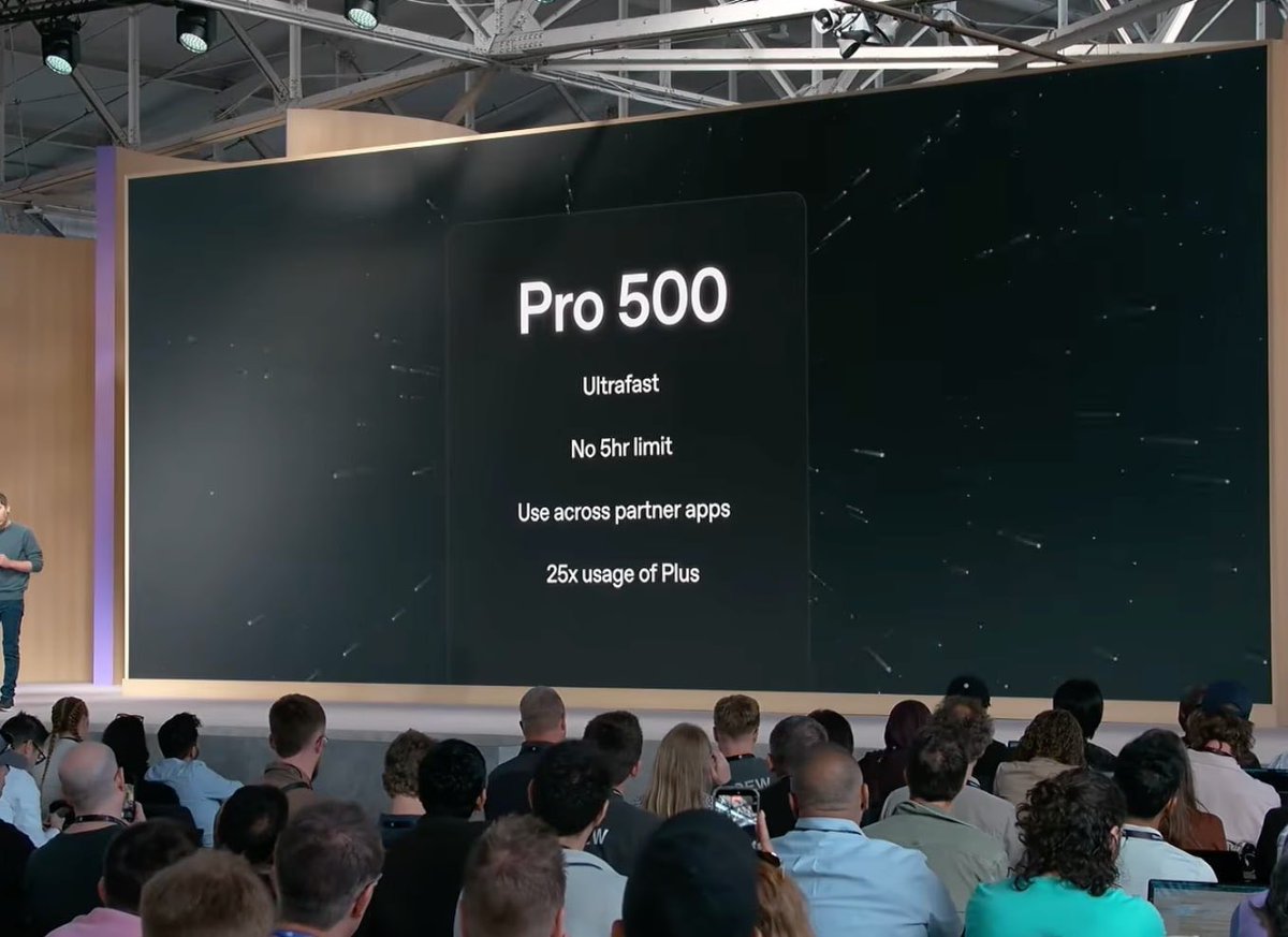 ProstoyyAi's tweet photo. $500/month for ChatGPT? OpenAI is going all-in 

25× Plus usage. Ultrafast mode. No 5-hour limit. Partner apps included.

And just before this, the $200 plan reportedly got its limits cut in half.

Would you pay $500/month for this? 👇