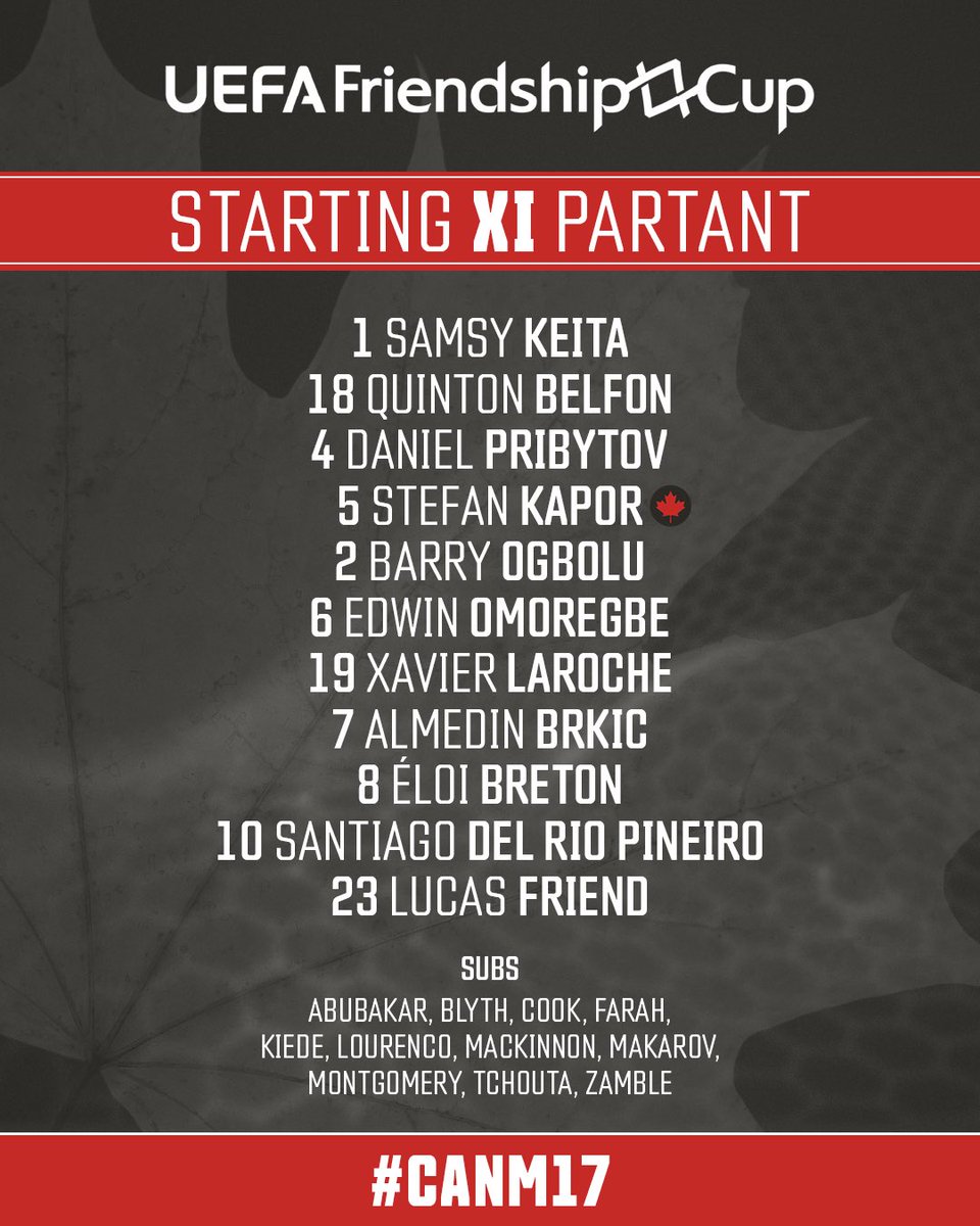 CANMNT_Official's tweet photo. Here’s how we line up today!

🇨🇦 🇪🇸 
#CANM17 https://t.co/tsCRPQX2Co