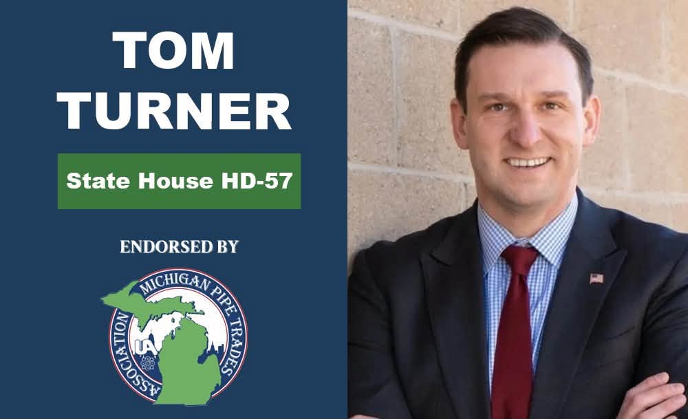 turner4mi's tweet photo. Excited that our campaign has been endorsed by the Michigan Pipe Trades Association.

The 14,000 hardworking members across Michigan deserve good wages, labor protections and collective bargaining rights and will proudly stand in solidarity with them! https://t.co/PNFznfca5E