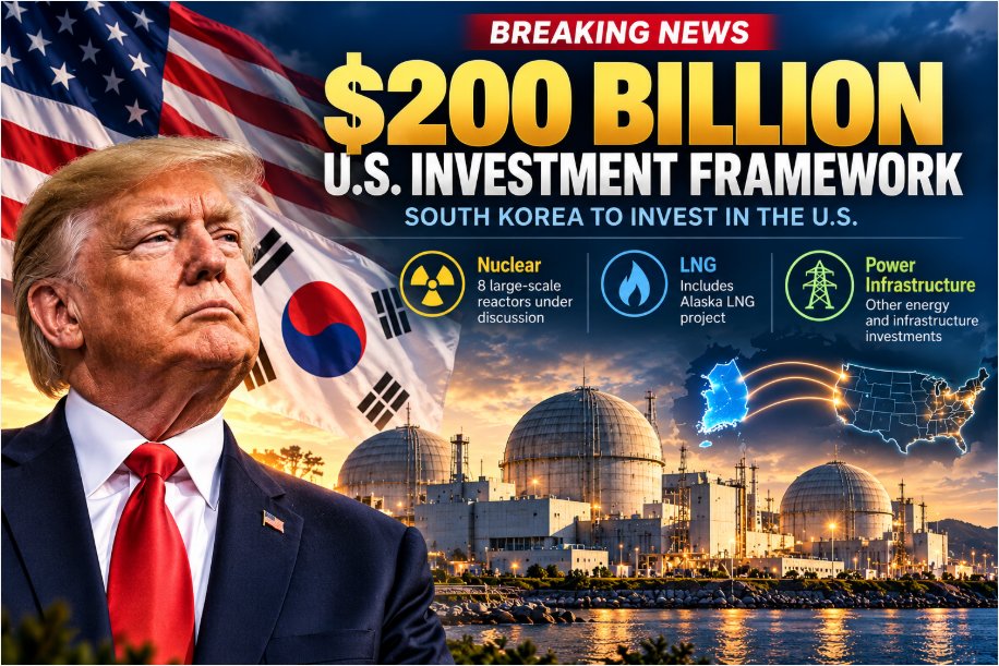 Daniel_Kaden07's tweet photo. South Korea’s $200B U.S. investment plan could include nuclear, LNG and power infrastructure. 🇺🇸🇰🇷

Up to 8 nuclear reactors are under discussion.

Another major energy theme worth watching. ⚡ https://t.co/qlppNErBkJ