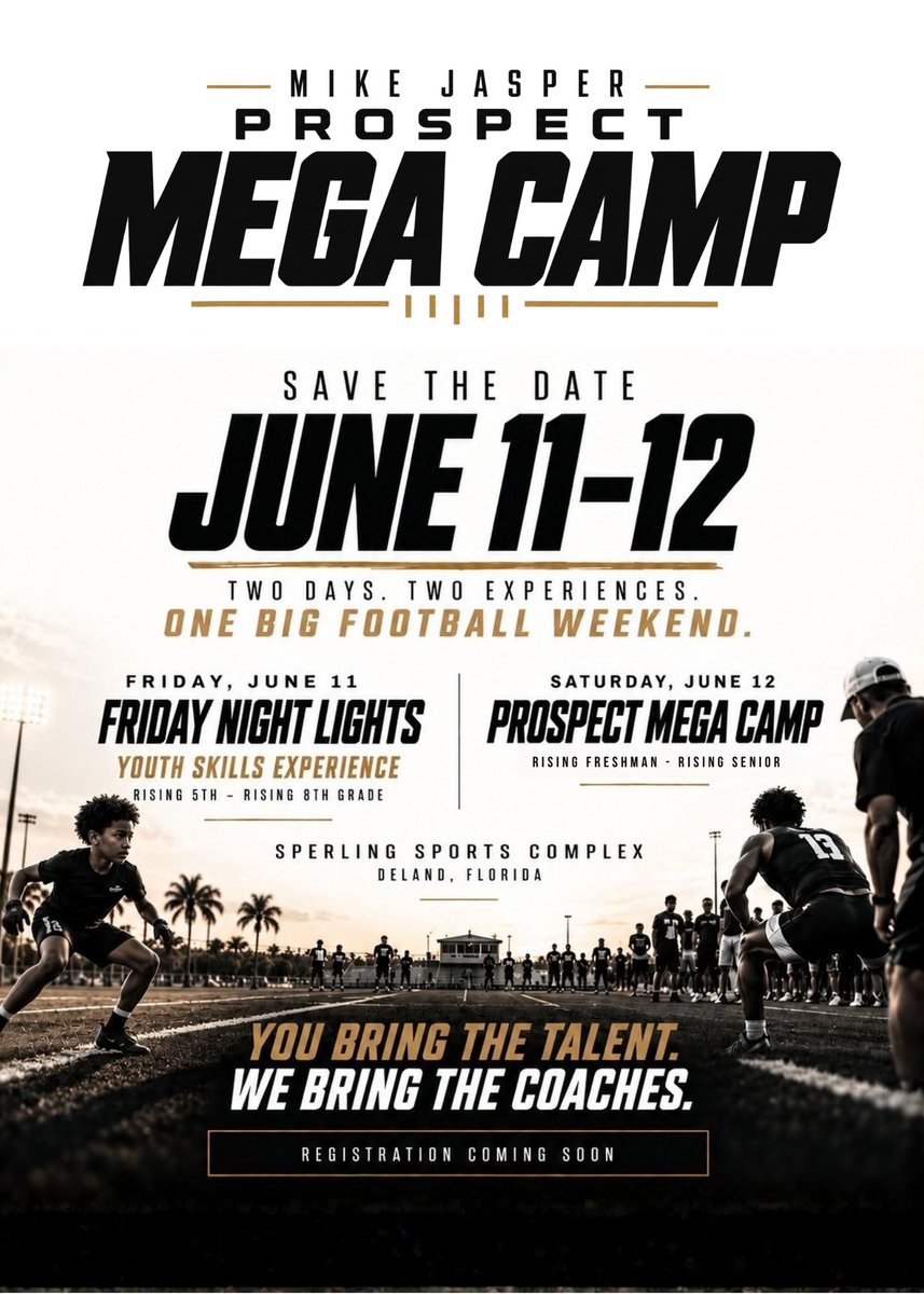 BIGshadowMIKE's tweet photo. 🚨I know it’s early, but you aren’t going to want to miss this!!! Go ahead and mark your calendars!!!! One massive weekend right here in Deland, Florida! SAVE THE DATES AND COME CHASE GREATNESS! You bring the talent, I’ll bring the coaches! 🚨 https://t.co/aUXek0kINH