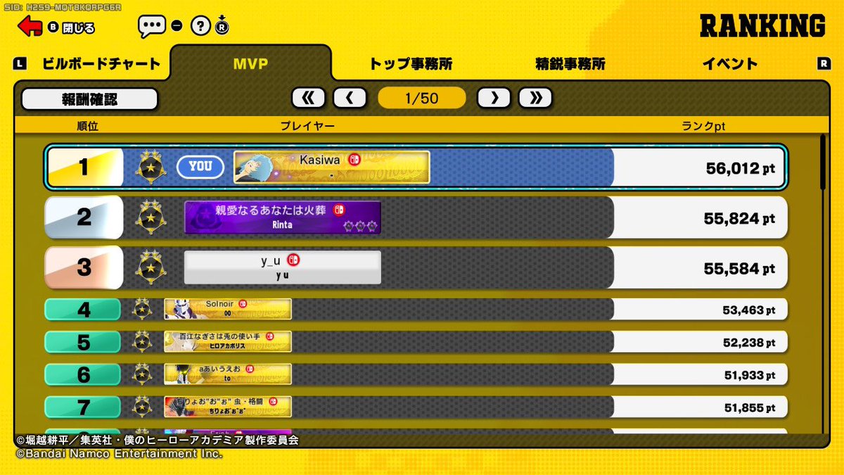 kasiwa_Quiet's tweet photo. MVP1位にいますいいねお願いします！！
#ヒロアカUR https://t.co/kSnLVG8nIH