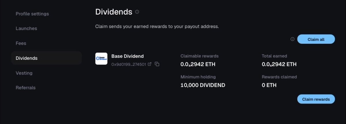 B20Dividend's tweet photo. More than $2500 distributed to $DIVIDEND holders 🎉

Holding on $Base actually pays 💸

Go claim yours at https://t.co/Peqj1drgfY https://t.co/hSGnWWYq4i