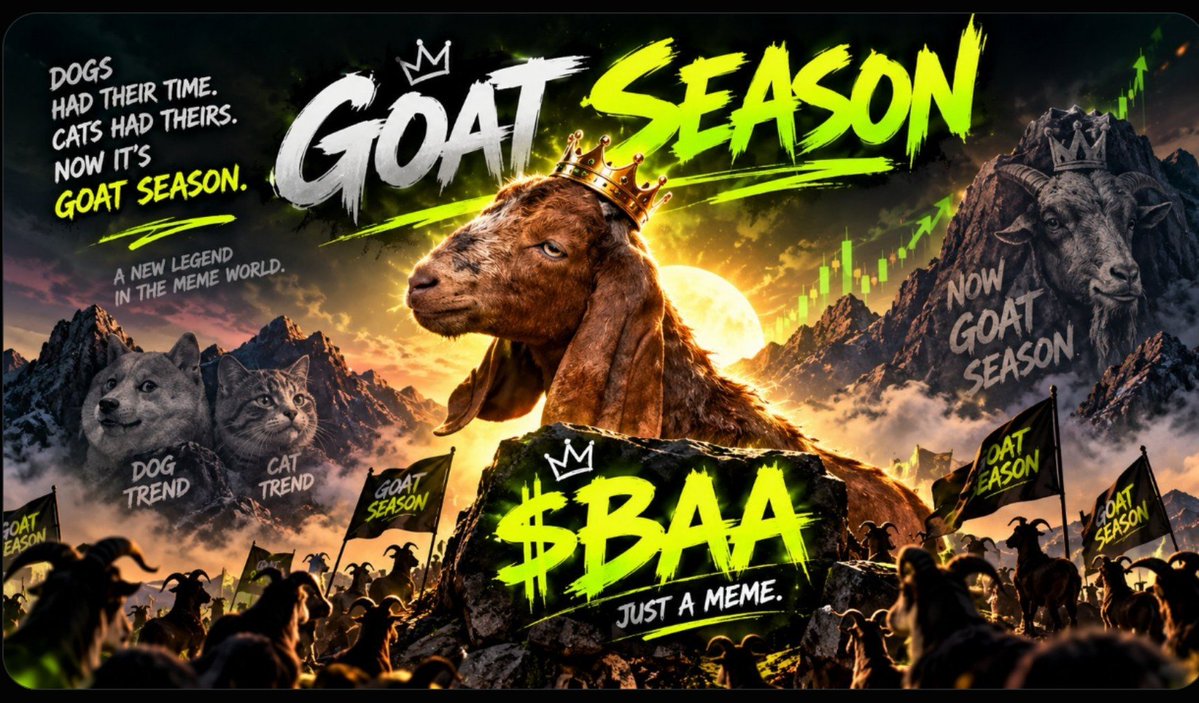 GoatSeasonBAA's tweet photo. Whoever truly loves meme coins, come over here. 🐐🔥

Let’s go and light up the goat meme scene.
GOAT SEASON — $BAA 🐐

The first coin of the new goat trend.

CA/
7gMdKgUfkc8UpHhvY7Gy6efFQZ7vitTZnP7tg6Dtpump https://t.co/Efs2RqXBVR