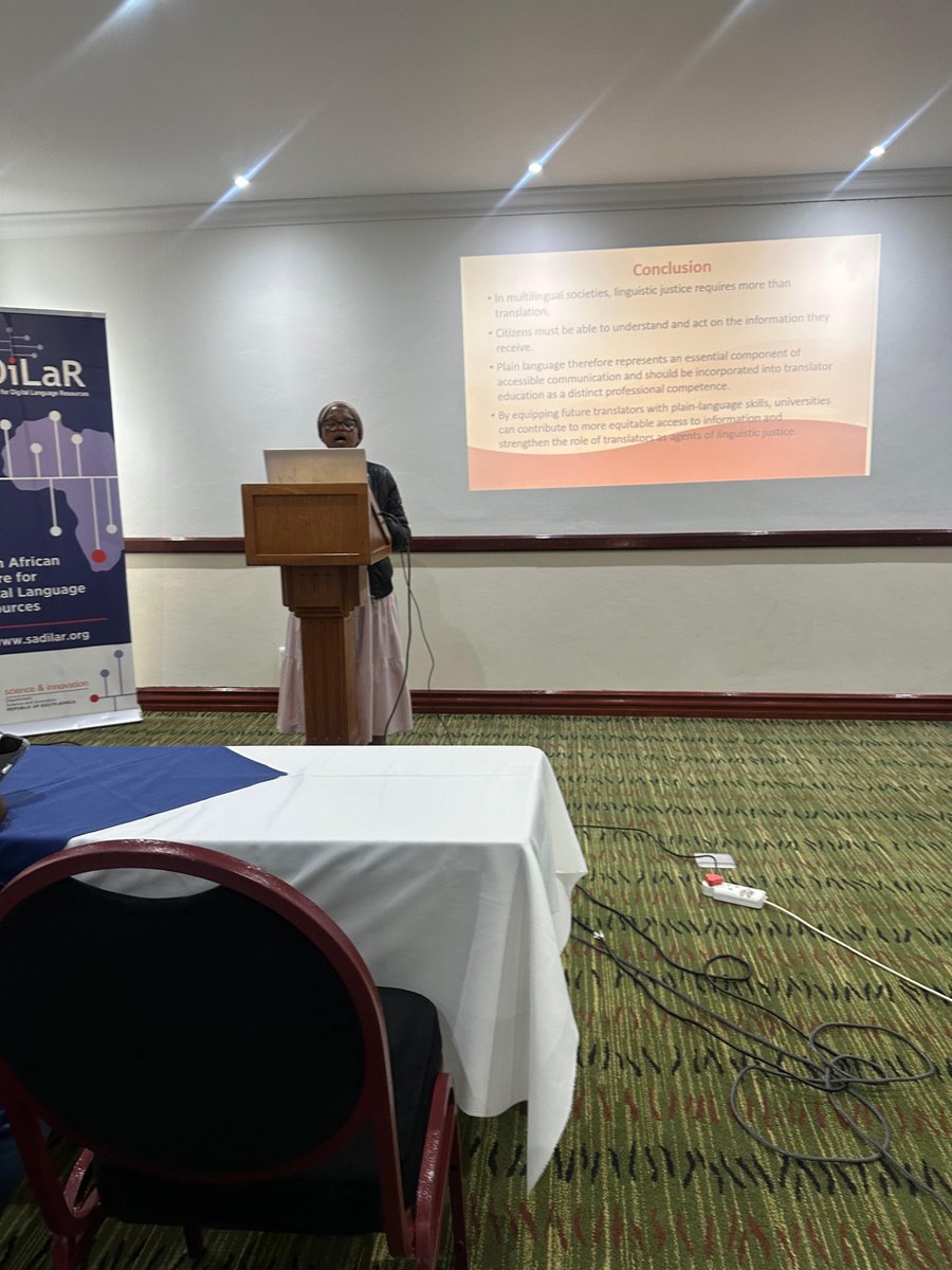 LinguisticUnisa's tweet photo. At the LSSA Conference today, Dr Bulelwa highlighted the importance of plain language in translation. In a multilingual country like South Africa, access to information is not only about translation but about ensuring that people truly understand the message. https://t.co/kkesREYbon