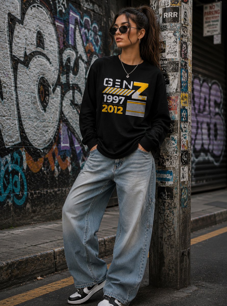 marius934's tweet photo. GEN Z. BORN TO STAND OUT. 🖤💛

Bold graphics. Dark tones. Urban energy. Made for the ones who don’t follow the crowd. ⚡

This black Gen Z graphic sweatshirt brings together bold typography, Y2K-inspired graphics, and a clean urban streetwear https://t.co/KUCJBotp5p