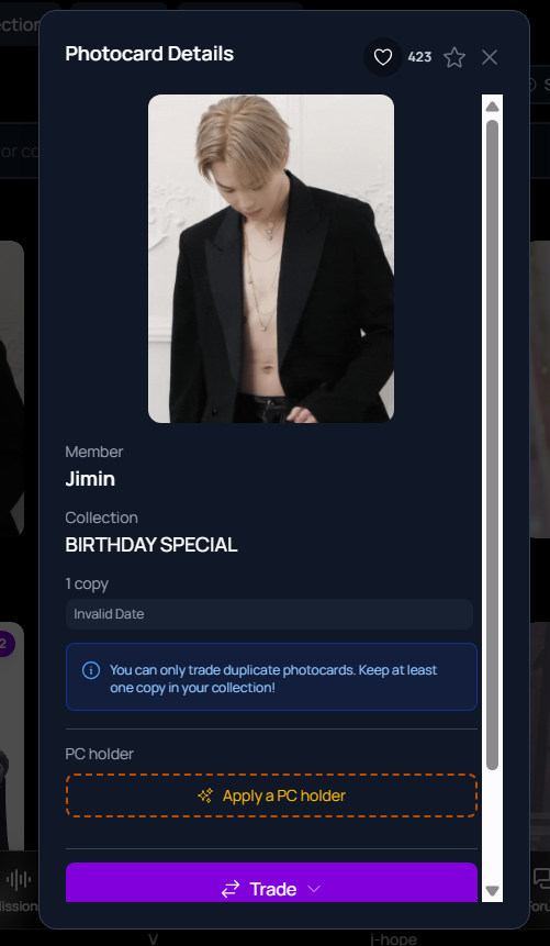 jil875's tweet photo. Finally pulled Jimin's pc from the first Birthday Special collection!!! 🙌

Collection Complete🥳 #BCD_App

🎮 https://t.co/4zsOEDHOUc https://t.co/dikP4n1rRu