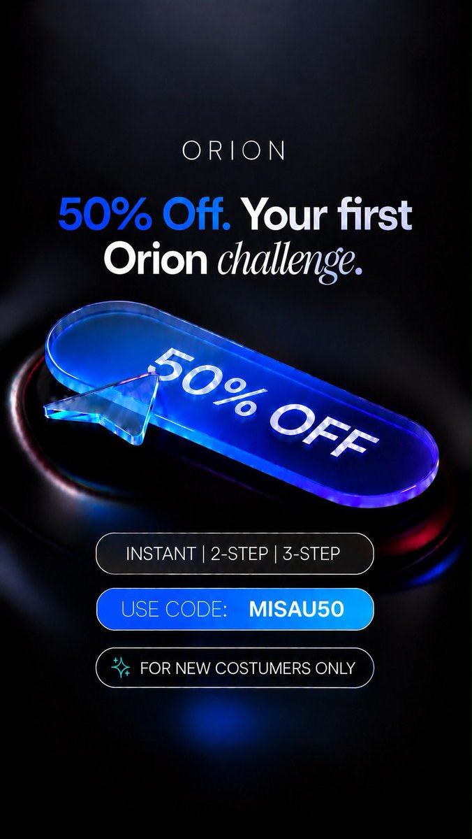 MisauFx's tweet photo. 🚨 GIVEAWAY ALERT 🚨

5x $10K Giveaway with @Orionfundedcom 
Enjoy 50% OFF discount with code: MISAU50

🔹 Follow :@Orionfundedcom @OrionAffiliates @MisauFx 
🔹 Like &amp; Repost this post
🔹 Tag 3 Friends
🔹 Sign up: https://t.co/Cc0260HfBB?…

Winners in 5 days https://t.co/0Z0QPJnARP
