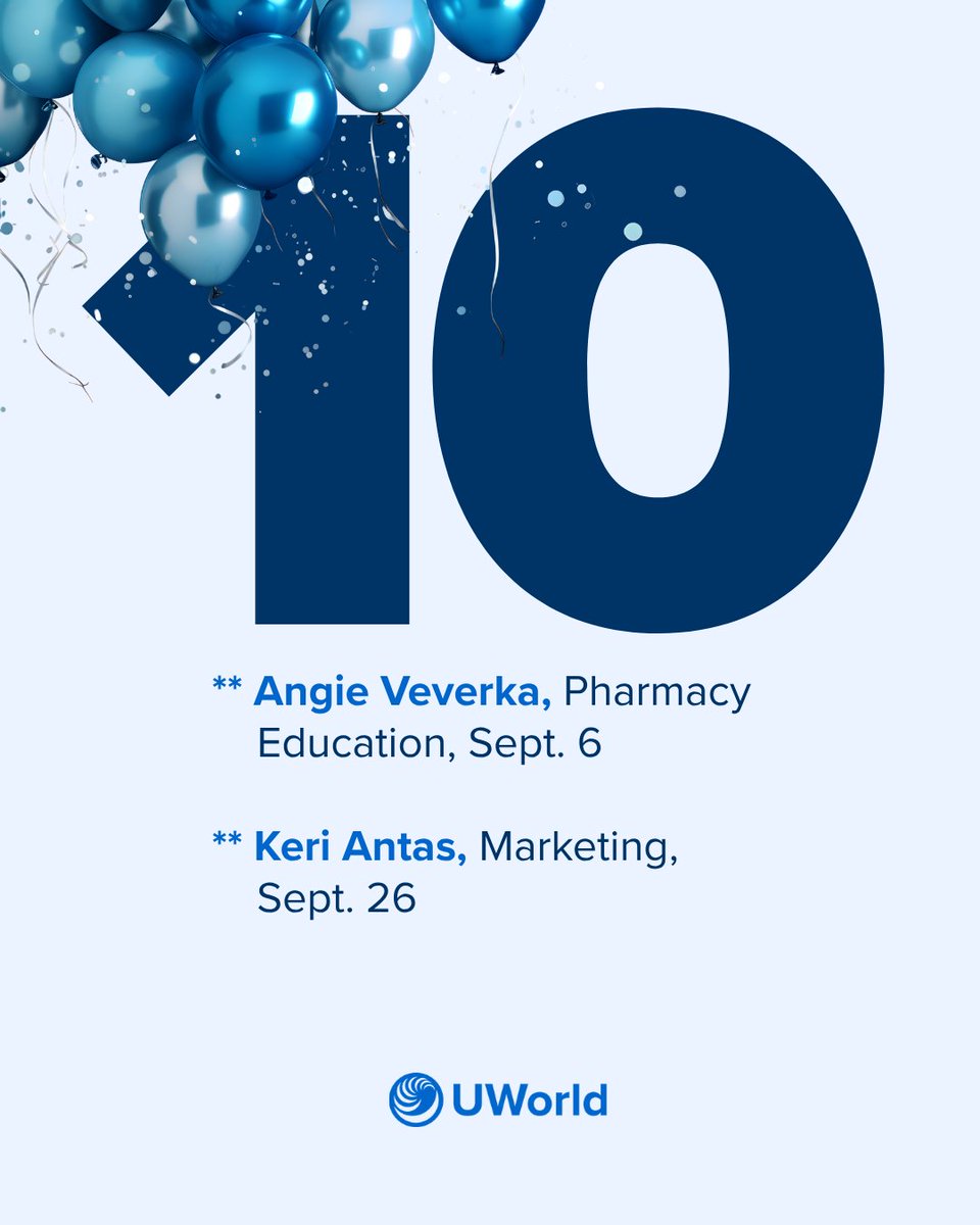 UWorld's tweet photo. Milestones worth celebrating. 🎉

Cheers to our September work anniversary honorees and everything they’ve contributed along the way.

🌎 Learn more about the people and purpose behind UWorld: https://t.co/BBK48YzUW4

#WorkAnniversary #EmployeeRecognition #CompanyCulture https://t.co/34L4zH0jkz