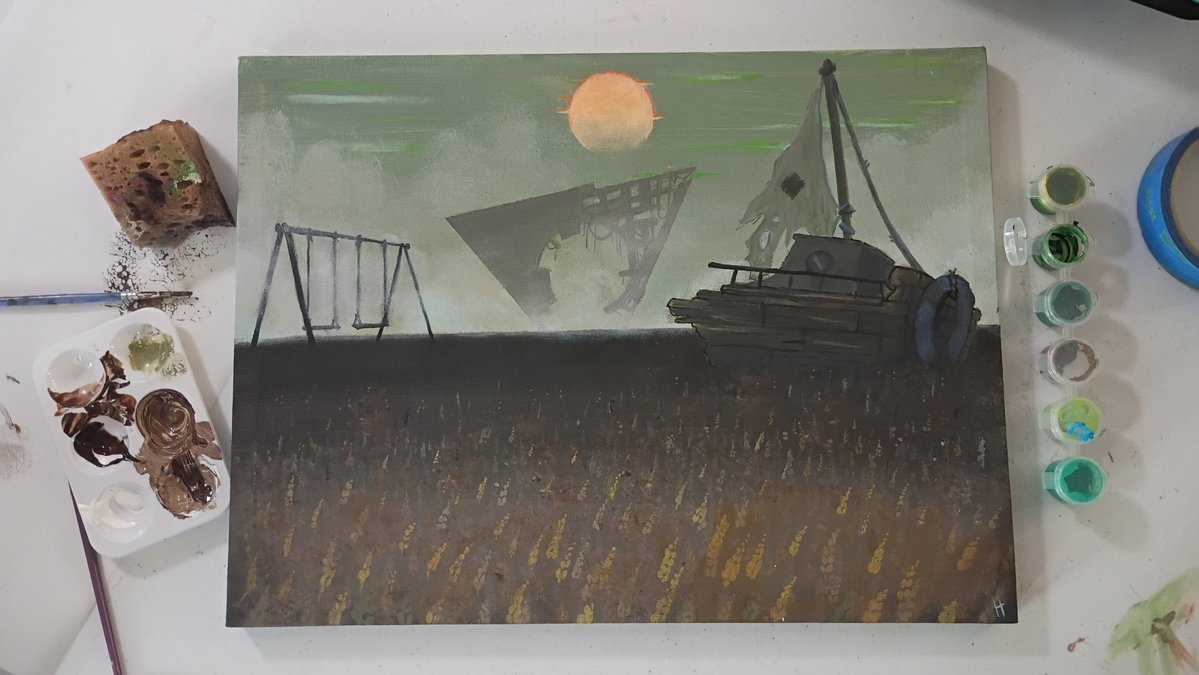 hanahyperfixate's tweet photo. I started this painting months ago, and then set it aside, but I think it's ACTUALLY done now. Probably. Hopefully. https://t.co/F8Ozu9PYIT